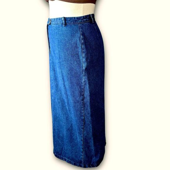 Mountain Lake Vintage 80s Denim Straight Pencil Blue Jean Maxi Skirt Size XL/16 - Picture 3 of 13